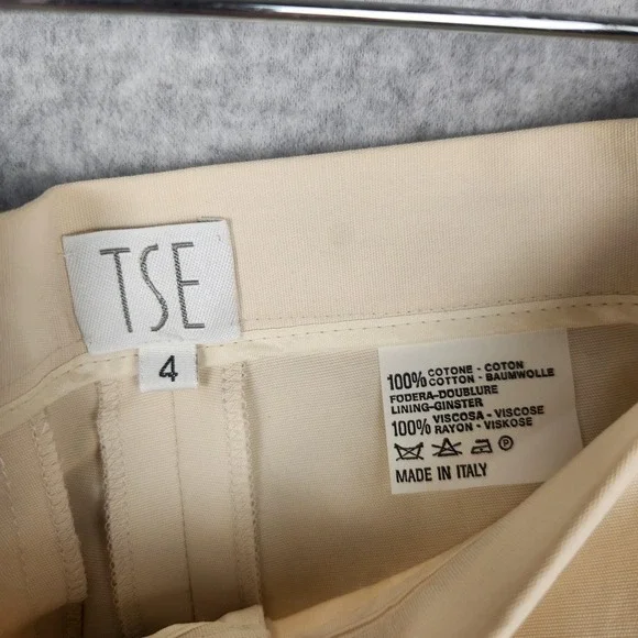 TSE Straight Leg‎ Dress Pants Womens Size 4 Beige 100% Cotton Made in Italy - Picture 2 of 8